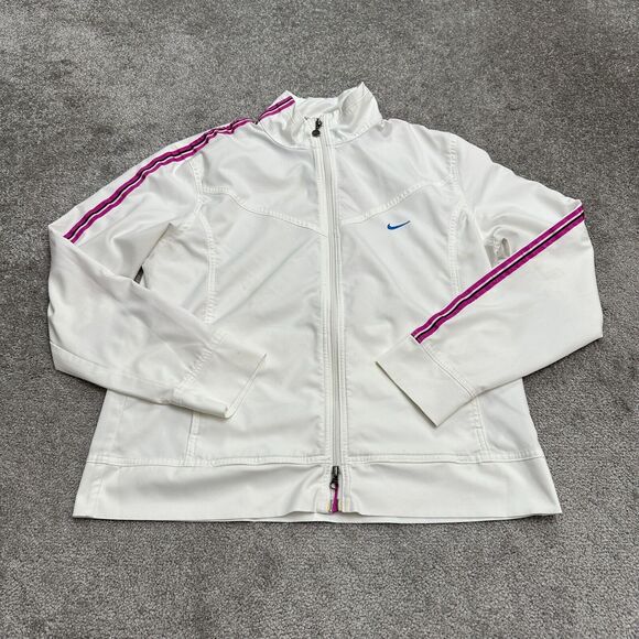 Nike Medium Weight Active Jacket Women XL White Full Zip Pocket Athletic Outdoor - Picture 1 of 16